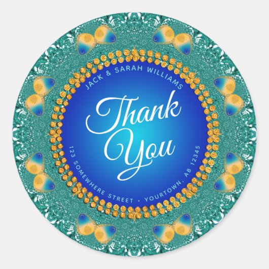 Sticker Rond Merci circulaire papillon fractal (Devant)