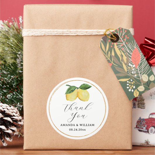 Sticker Rond Merci citron (vacances)