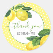 Sticker Rond Merci citron aquarelle points rustique pays (Devant)