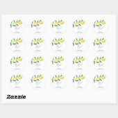 Sticker Rond Merci - Citron - Baby shower de mariage (Feuille)