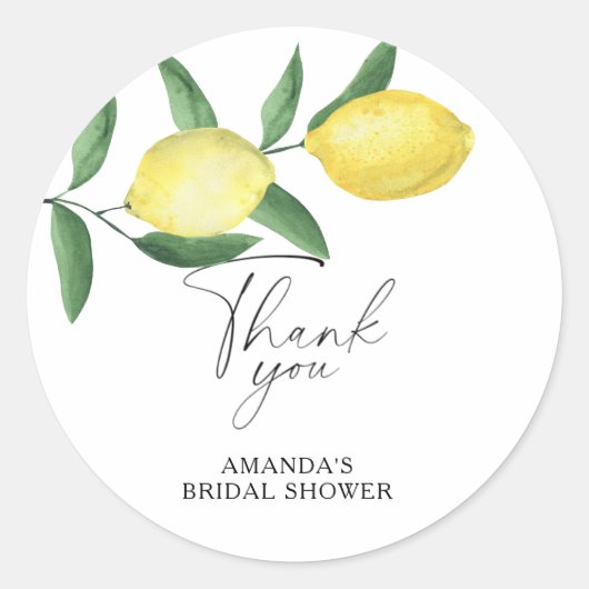 Sticker Rond Merci - Citron - Baby shower de mariage (Devant)