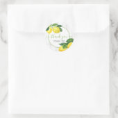 Sticker Rond Merci citrons aquarelle de pays sur bois rustique (Sac)