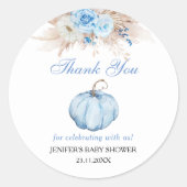 Sticker Rond Merci citrouille Baby shower (Devant)