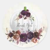 Sticker Rond Merci Citrouille blanc d'automne (Devant)