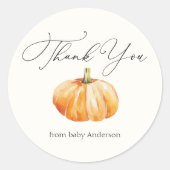 Sticker Rond Merci Citrouille d'automne Orange (Devant)