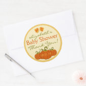 Sticker Rond Merci citrouille de Baby shower d'automne (Enveloppe)