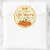 Sticker Rond Merci citrouille de Baby shower d'automne (Sac)