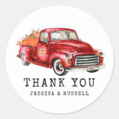 Sticker Rond Merci Citrouille de camion rouge (Devant)