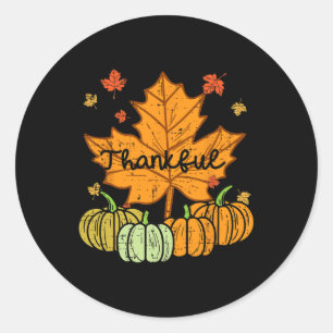Sticker Rond Merci Citrouille feuille mignon Thanksgiving Fall 