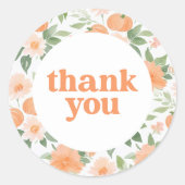 Sticker Rond Merci Citrouille Floral (Devant)