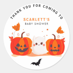 Sticker Rond Merci Citrouille Halloween