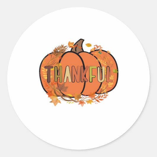 Sticker Rond Merci Citrouille Thanksgiving T-Shirt - Cadeaux - (Devant)