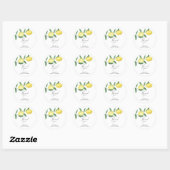 Sticker Rond Merci - Citrus Lemon - Douche nuptiale (Feuille)