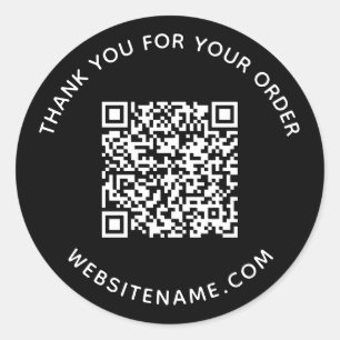 Sticker Rond Merci client du code QR d'entreprise Noir