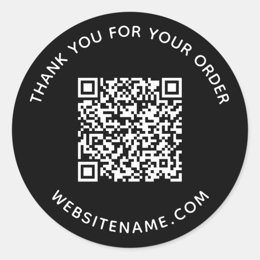 Sticker Rond Merci client du code QR d'entreprise Noir (Devant)