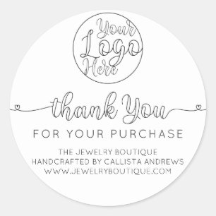 Sticker Rond Merci client simple blanc manuscrit
