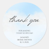 Sticker Rond Merci Cloud 9 Pastel Dégradé Baby Shower Fille (Devant)