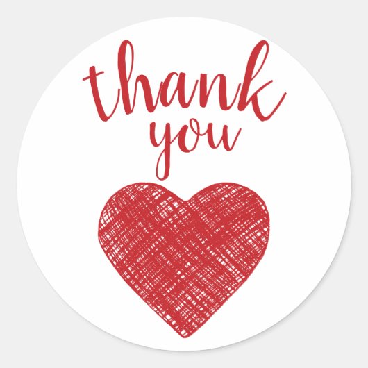 Sticker Rond Merci coeur rouge Love dit (Devant)