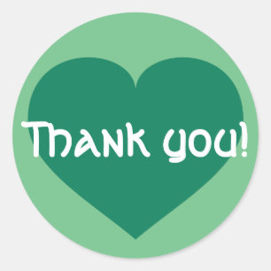 Sticker Rond Merci - coeur vert kelly