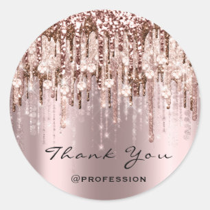 Sticker Rond Merci Coiffeur Rose de maquillage Diamond