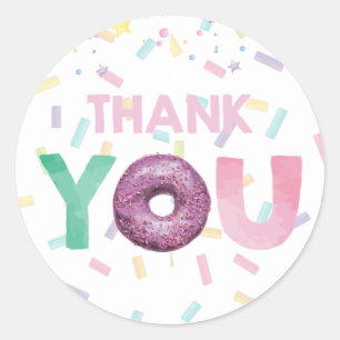 Sticker Rond Merci coloré du parti Doughnut