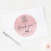 Sticker Rond Merci commande chic logo rose parties scintillant  (Enveloppe)