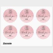 Sticker Rond Merci commande chic logo rose parties scintillant  (Feuille)