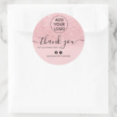 Sticker Rond Merci commande chic logo rose parties scintillant  (Sac)