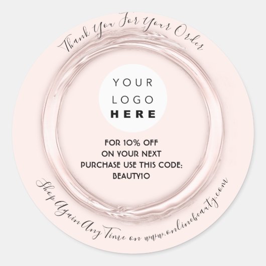 Sticker Rond Merci Commande Logo personnalisé Nom Code remise (Devant)