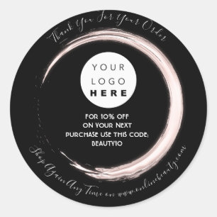 Sticker Rond Merci Commande Logo Personnalisé Nom Remise Noir