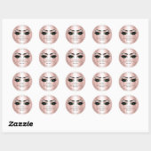 Sticker Rond Merci Commande Logo Réduction Rose Lash Green Eyes (Feuille)