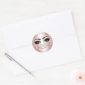 Sticker Rond Merci Commande Logo Réduction Rose Lash Green Eyes (Enveloppe)
