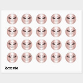 Sticker Rond Merci Commande Logo Remise Prolongation Rose Lash (Feuille)