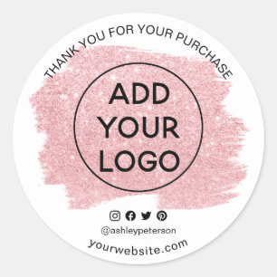 Sticker Rond Merci commander logo parties scintillant rose médi