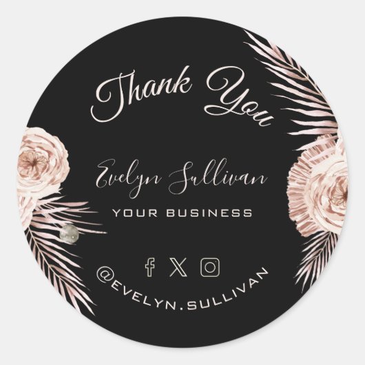 Sticker Rond Merci commercial Rose tropical (Devant)