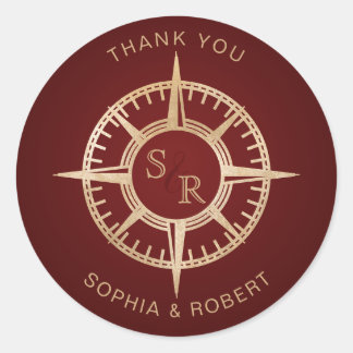 Sticker Rond Merci Compass mariage Destination Passport