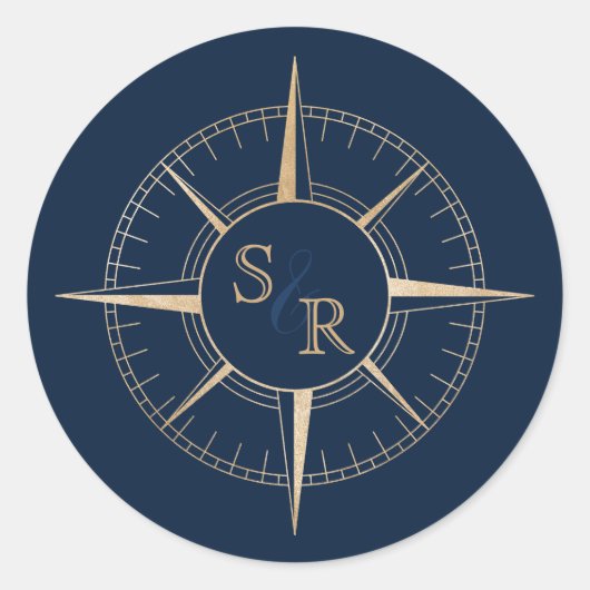 Sticker Rond Merci Compass mariage Destination Passport (Devant)