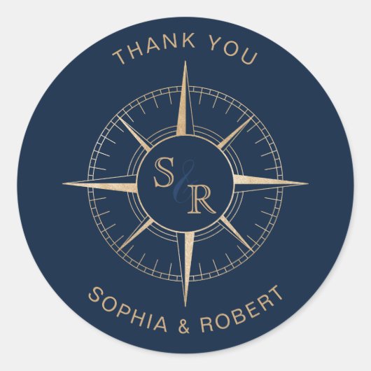 Sticker Rond Merci Compass mariage Destination Passport (Devant)