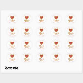 Sticker Rond Merci Cookie Cœur Rouge Rustique (Feuille)