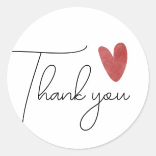 Sticker Rond Merci crayon rouge adorable cœur
