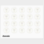 Sticker Rond Merci Cream Background Dark Brown Gold Script (Feuille)