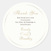 Sticker Rond Merci Cream Background Dark Brown Gold Script (Devant)