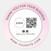 Sticker Rond Merci Custom Company Logo QR Code Social Media (Devant)