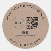 Sticker Rond Merci Custom Company Logo QR Code Social Media (Devant)