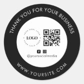 Sticker Rond Merci Custom Company Logo QR Code Social Media (Devant)