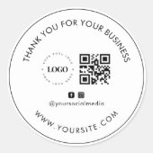 Sticker Rond Merci Custom Company Logo QR Code Social Media (Devant)