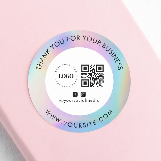 Sticker Rond Merci Custom Company Logo QR Code Social Media