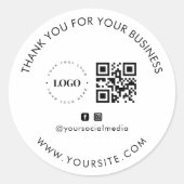 Sticker Rond Merci Custom Company Logo QR Code Social Media (Devant)