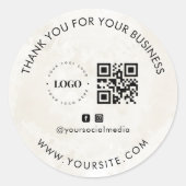 Sticker Rond Merci Custom Company Logo QR Code Social Media (Devant)