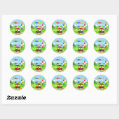 Sticker Rond Merci Cute 4e anniversaire Red Golf Cart Boy's (Feuille)